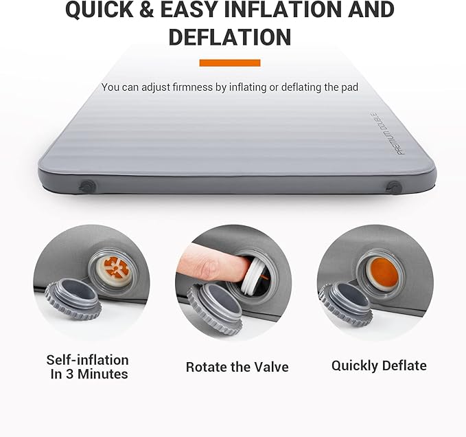 KingCamp Self Inflating Sleeping Pad for Camping Ultra Thick Double Single Foam Mattress High R Value Camping Air Pad Mat, Multi Colors & Sizes