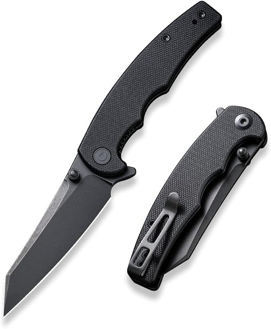 CIVIVI P87 Folder EDC Knife, Kaila Cumings 2.9-in Nitro-V Black Stonewashed Blade Reverse Tanto, G10 Handle with A Thumb Stud Liner Lock Folding Pocket Knife for Everyday Carry (Black)