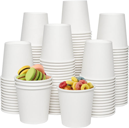 JOLLY CHEF 300 Pack Disposable Paper Coffee Cups 4 oz, White Small Paper Cups, Perfect for Bathroom, Mouthwash, Espresso, Tea