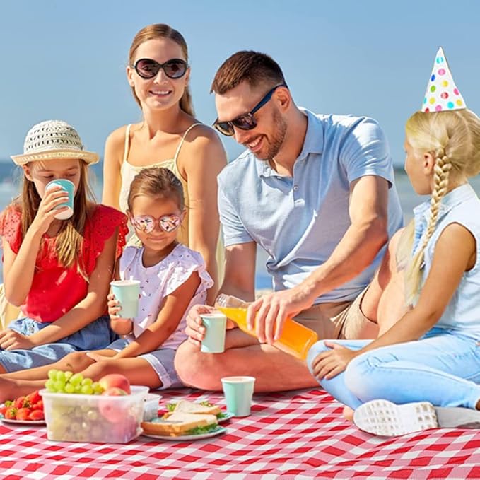 Picnic Blanket|Beach Mat|Picnic Blanket for Indoor and Outdoor, 80" x 57" Sandproof Waterproof Larger Mat for Beach, Travel, Camping, Hiking, Park Grass,Handy Mat Tote, Foldable. (Red Plaids) …