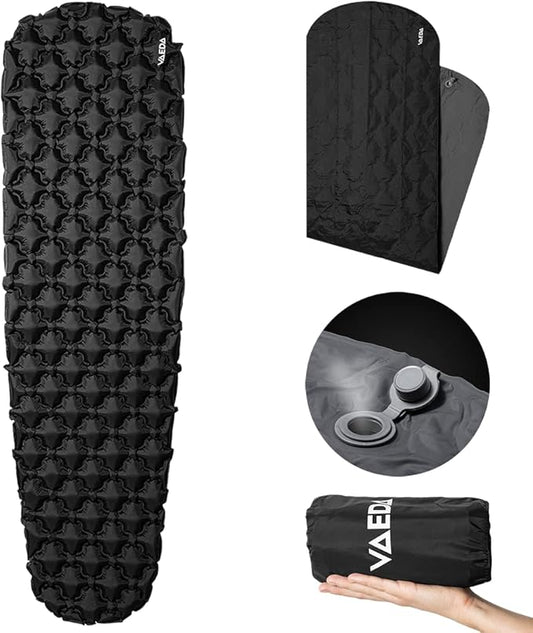 VAEDA Inflatable Sleeping Pad for Camping - Portable & Compact Camping Mat for Sleeping - Ultralight & Waterproof Backpacking Sleeping Mat for Hiking, Traveling & Outdoor Activities