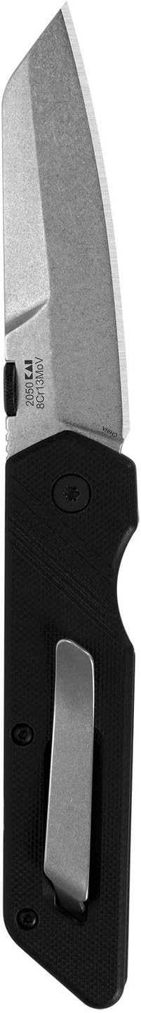 Kershaw Mixtape Pocketknife; 3.1 Inch 8Cr13MoV Stonewashed Stainless Steel Reverse Tanto Blade, Glass Filled Nylon Handle, Manual Opening, Liner Lock and Thumb Disk (2050), Black, Normal