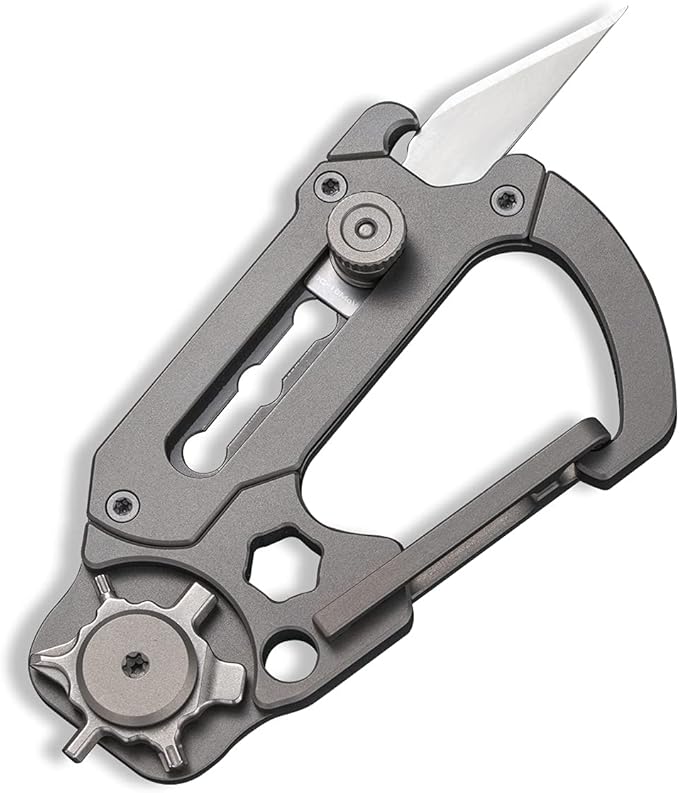 CIVIVI Polymorph Titanium Carabiner Multi-Tool with Utility Blade, Bottle Opener, Screwdriver C20045-1