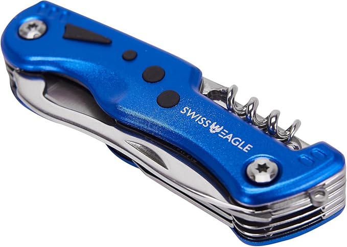 Swiss Eagle Folded 12 Functions Knife Blue