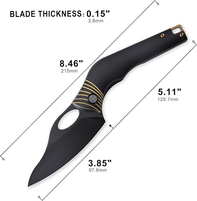 Knife Amuse-C04 Thumb Hole Knife,3.85" M390 Steel Blade Stonewashed,6AL4V Titanium Handle,Frame Lock Folding Knife,Titanium Pocket Clip(Black)