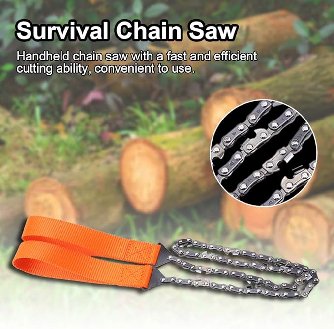 Mini Chainsaw,Pocket Chainsaw,Pocket Chain Saw for Camping Essentials Folding Saw Chain Survival Saw Backpacking Rope Chain Saw Handheld Survival Chain Saw Chainsaw with Bag Camping Hiking Tool