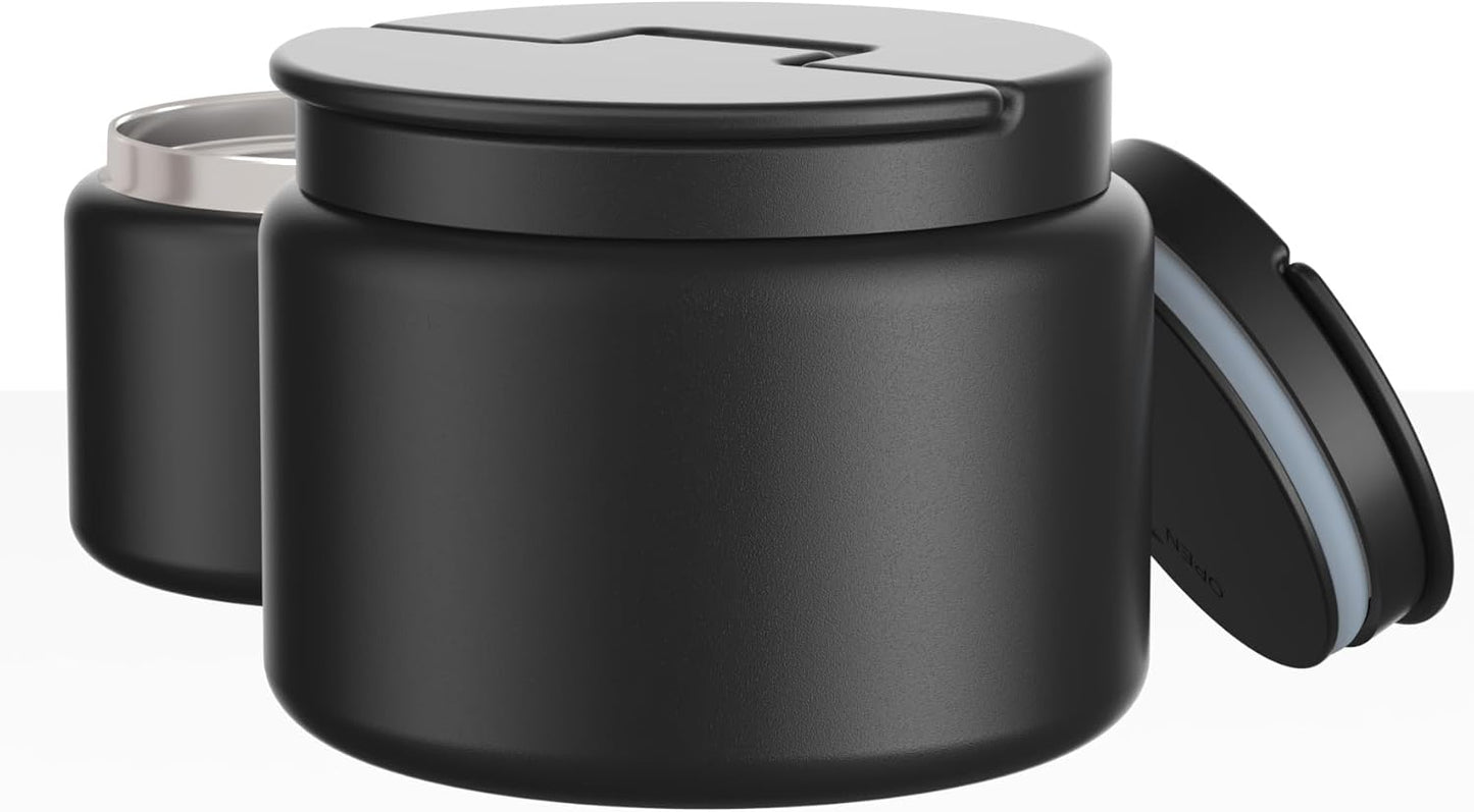 14.5oz Soup Thermo for Hot Food Kids Vacuum Insulated Food Jar Twist-Free Soup Thermo for Hot Food Kids Leakproof Stainless Steel Wide Mouth Lunch Container (Black)