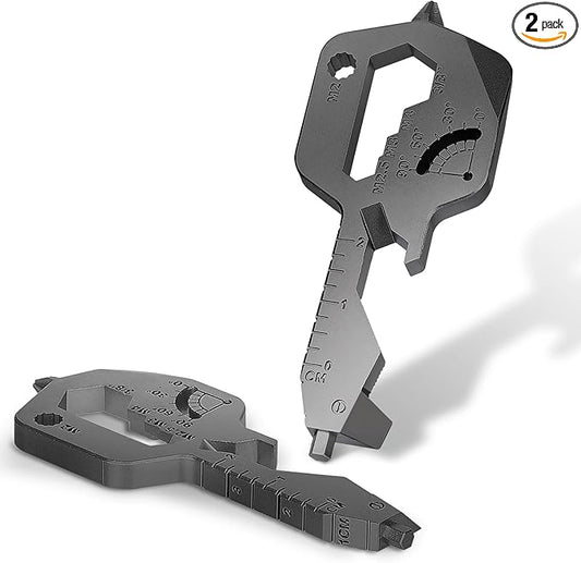 Men Keychain Multitool 2 Pack, 20 In 1 Key Shaped Pocket EDC Gadgets, Multi Tool with Drill Drive Screwdriver and Bottle Opener Keychain, Perfect Gifts for Men, Women, Dad and Outdoor, Black