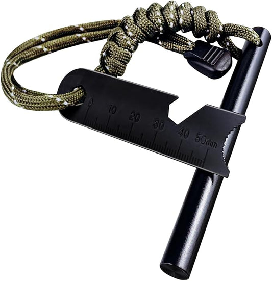 Heavy Duty Outdoor Survival Knife with Carabiner Clip, Black