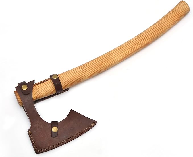 Handmade Viking Axe Real Carbon Steel Axe with Leather Sheath Camping Bearded Axes & Hatchets Hunting Axe Valentine's Day Gift, Camping & Hiking | Knives & Tools | Birthday Gift for him (Vk-Axe-06)