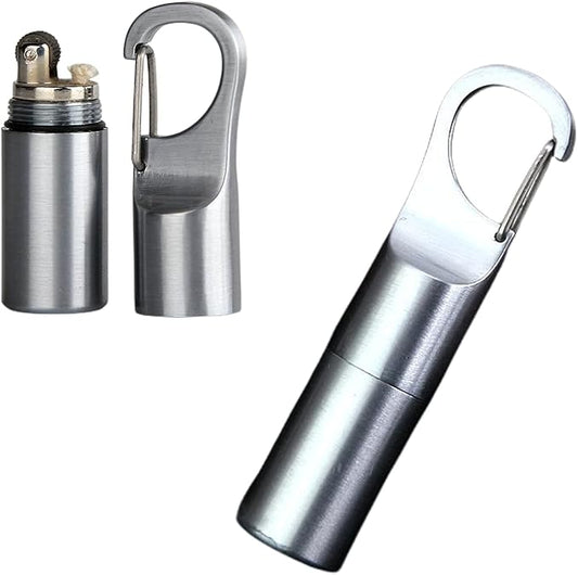 Cool Permanent Match Lighter Refill, Creative Mini Portable Hook-and-Loop Waterproof Vintage Trench Lighters, Unique Gifts for Men Camping Candles (No Kerosene) (Silver)