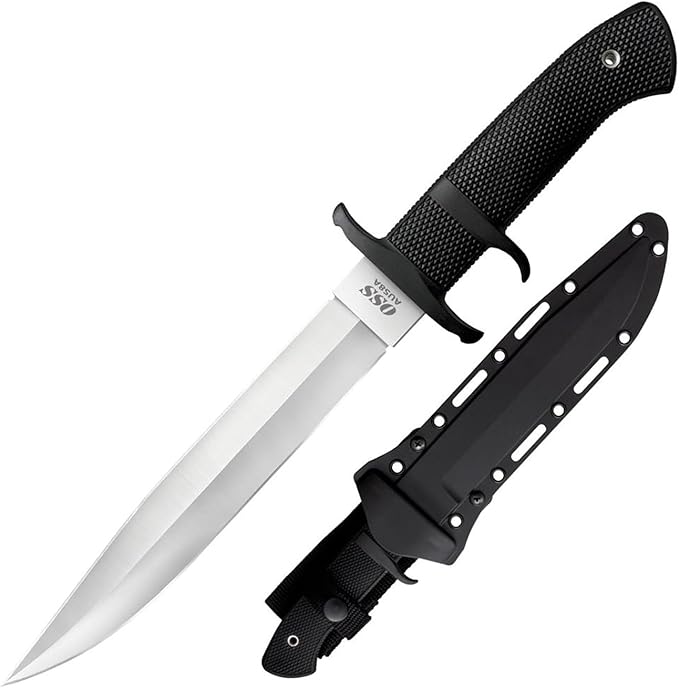 COLD STEEL OSS 8.25" Japanese AUS8A Clip Point Blade 5.125" Kray-Ex Handle Tactical Outdoor Hunting Fixed Blade Knife w/Secure-Ex Sheath