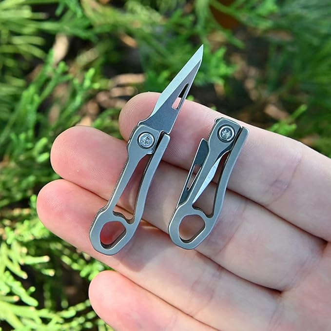Ultra Small Little Folding Pocket Titanium Alloy Knife with 420j2 Stainless Steel Blade, Mini EDC Portable Knife/Box Cutter/Package Opener, Ultra Compact and Lightweight Mini Folding Knife