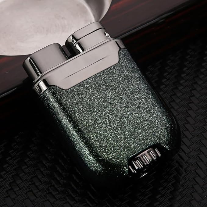 Black Green Cool Butane Torch Lighters,Refillable Adjustable Jet Flame Lighter,Windproof,Gift for Men Candles Camping BBQ (No Butane Fuel)