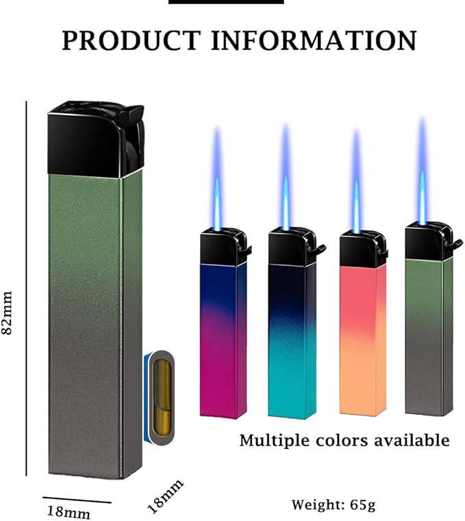 Torch Lighters, Jet Butane Lighters, Adjustable Flame Windproof Butane Refillable Gas with Visible Gas Tank for Candle, Grill, BBQ, Fireworks, Camping (Butane Not Included) (Green Gradient)