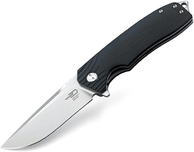 BG01A Folder 3.5 in Plain Edge Blade G10 Handle Hunting-Folding-Knives, Black
