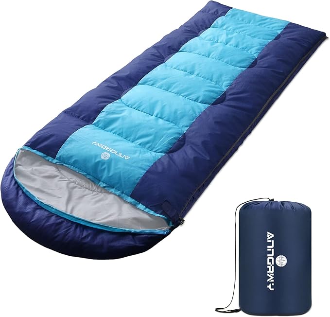 Sleeping Bag anngrowy Camping Sleeping Bags for Adults Kids Ultralight Backpacking Emergency 4 Season Cold Weather Summer Winter Waterproof Compact Cotton Sleeping Bag, Outdoor Mountaineering, Hiking