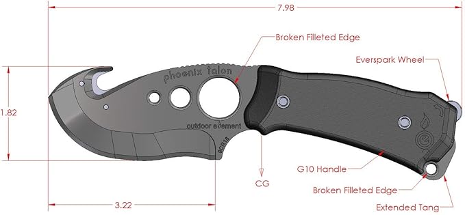 Phoenix Talon Survival Blade, Skinner,Skinning, Gut, Gutting Knife
