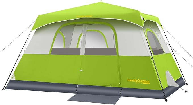 FanttikOutdoor Camping Tent 4/6/8/10 Person Instant Cabin Tent Setup in 60 Seconds with Rainfly & Windproof Portable with Carry Bag for Family Camping & Hiking