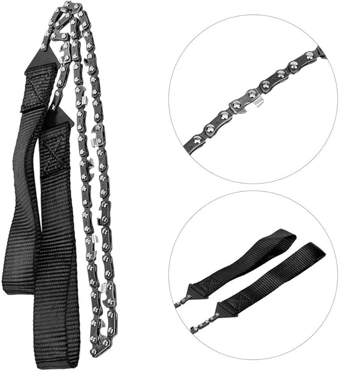 Manual Portable Folding Hand Chainsaw Gear Outdoor Kits for Camping Hiking Survival (Black)