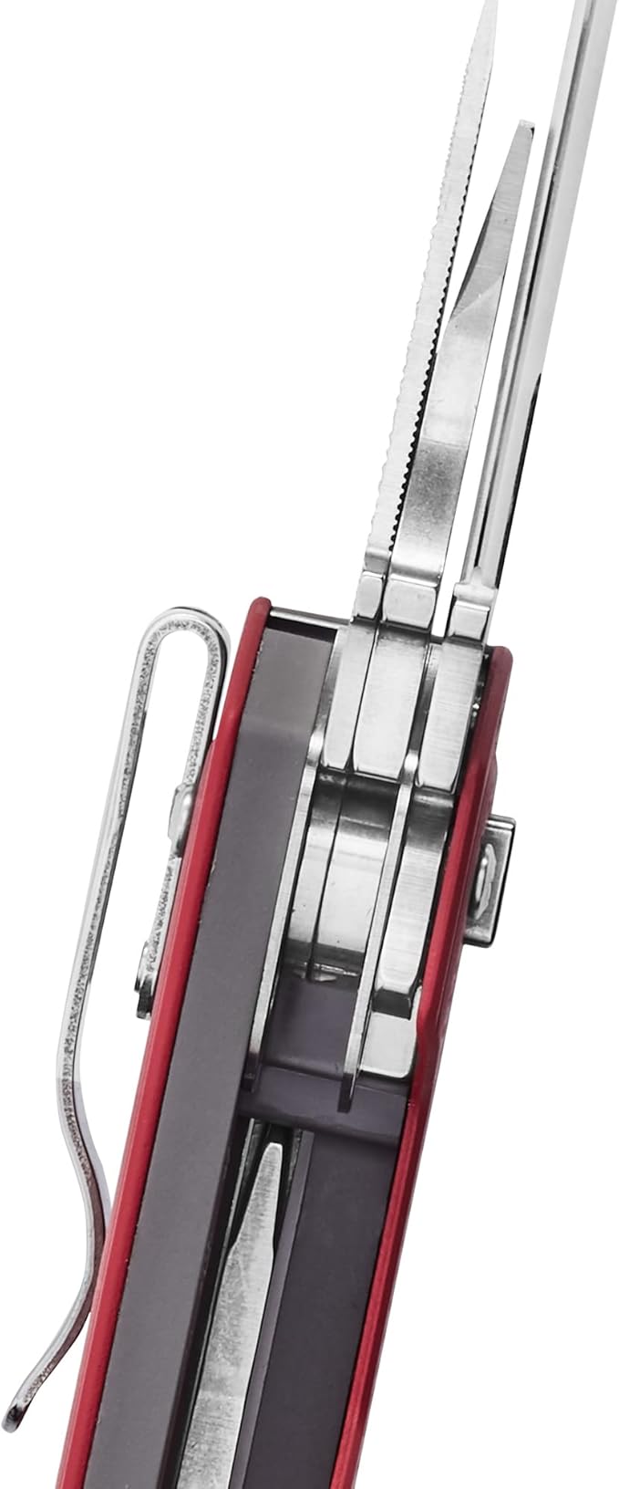 LEATHERMAN, Free T4 Multitool and EDC Knife with Magnetic Locking and One Hand Accessible, Built in The USA, Stainless, Crimson