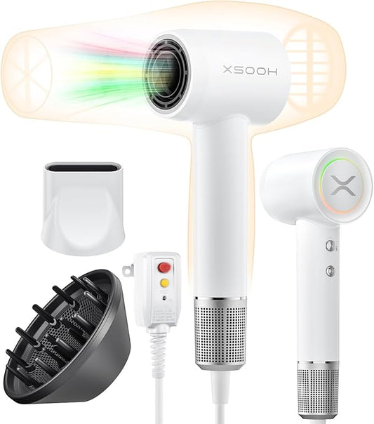 Hair Dryer, XSOOH 110000 RPM High-Speed Brushless Motor Travel Portable Blow Dryer for Curly Straightener Hair, Professional Quiet Small Negative Ionic Hair Dryer with Diffuser and Nozzle