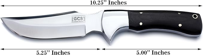GCS Custom Handmade 1095 High Carbon Natural Bone Handle Knife Custom Mosaic Pins Buffalo Hide Sheath 143