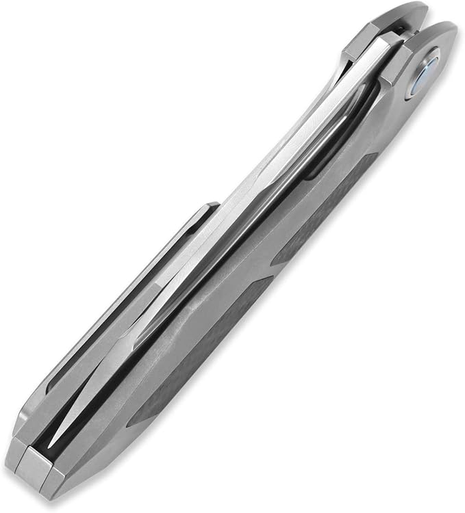 Sitivien ST996 Folding Knife,Handmade M390 Pearlescent Polishing Blade,Titanium & Carbon Fiber Handle Pocket Knife for Outdoor Camping,Hiking,Hunting(Gray)