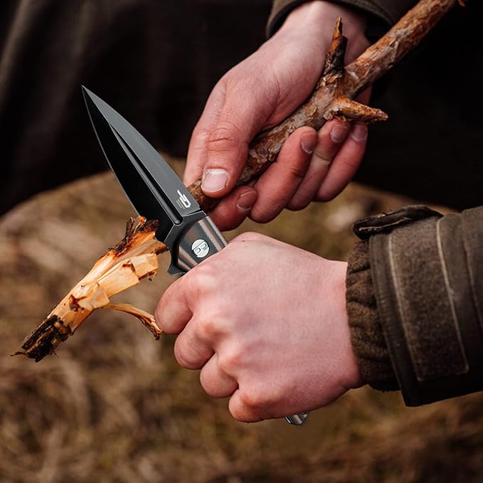 BESTECH KNIVES Pocket Folder Folding Knife: 3.67" 14C28N Steel Black Blade, G10 Handle, EDC Clip, BG34C-3 (Black Desert)