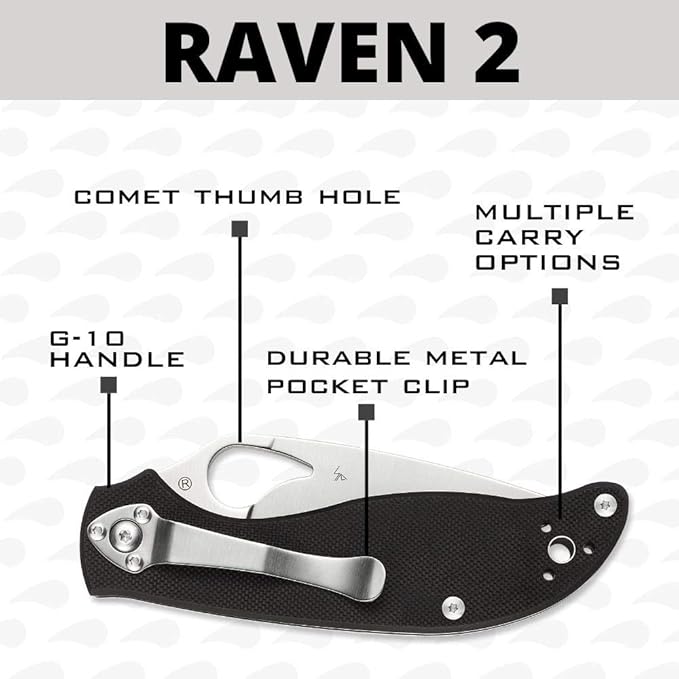 Spyderco Byrd Raven 2 Knife with 2.06" CTS BD1 Stainless Steel Blade and High Performance Black G-10 Handle - PlainEdge - BY08GP2