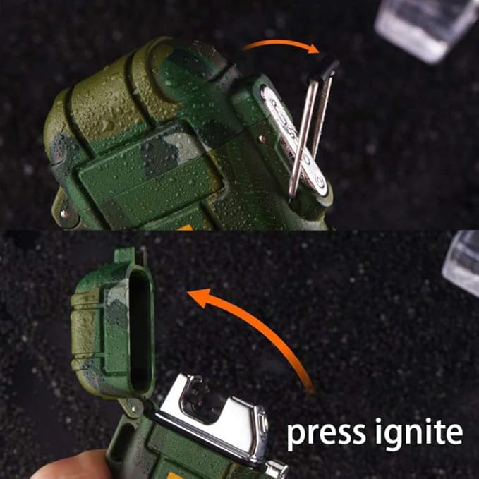 Dual Arc Plasma Electric Rechargeable Flameless Lighter Waterproof Windproof for Camping, Hiking, Skiing, Outdoor Adventure (Blue)