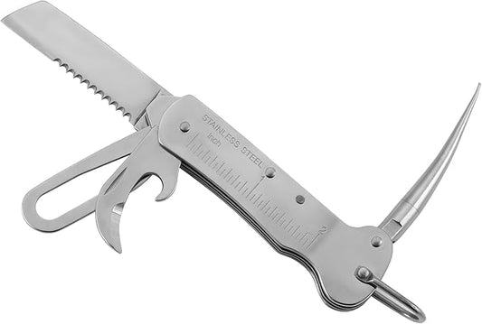 Sailor's Survival Knife Pocket Size EDC Multi Tool Swiss Army Skipper Emergency Rigging Tool with Can Opener, Screwdriver, Knife, Wire Stripper for Boating, Sailing, Fishing and Hunting
