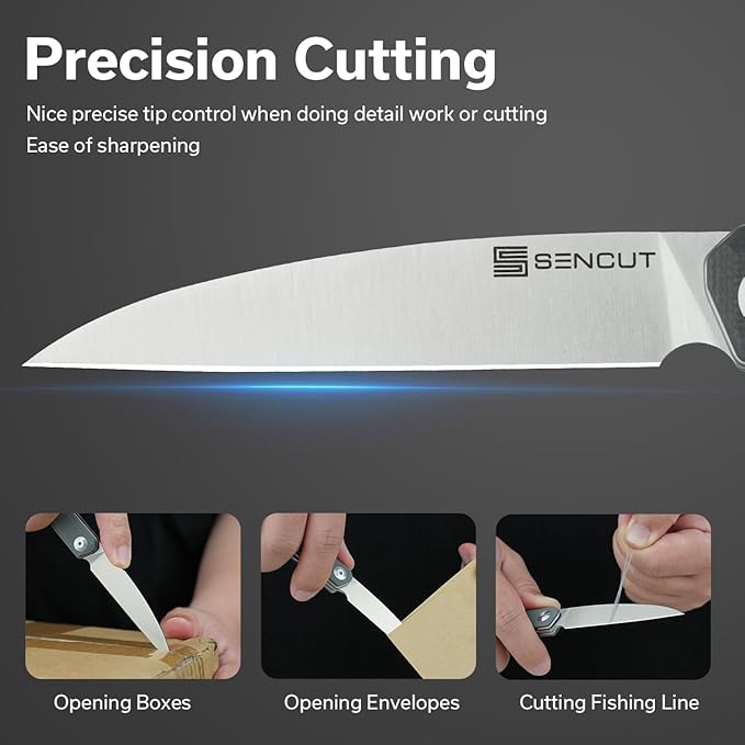 SENCUT Small Pocket Knife for Men, Front Flipper knife for EDC, Jubil Folding Knives with 2.95 inches D2 blade, G10 Handle with Liner Lock, Slim Gentleman’s knives for Gift (Gray)