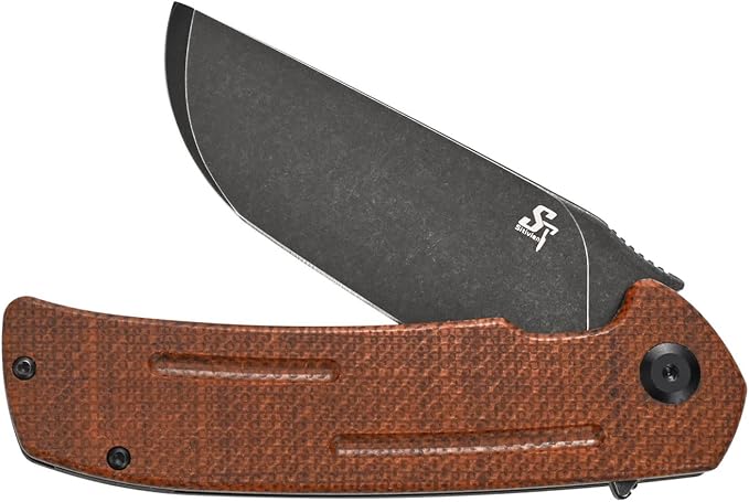 Sitivien ST133 Folding Knife,D2 Blade,Micarta Handle EDC Tool Knife for Outdoor Camping Hiking(Brown)