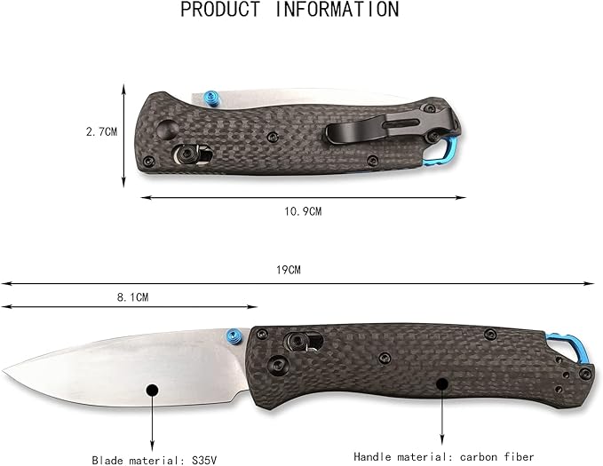HUAAO EDC Bugout Knife, Axis Lock Knife with 8Cr13MoV Blade, Carbon Fiber Handle, Folding Pocket Knife with Belt Clip for Camping