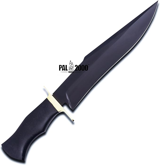 PAL 2000 KNIVES BOW-3157 Custom Handmade D2 Steel Hunting Knife Black Powder Coated Unique Personalized Knife Fixed Blade Tactical Survival Knife with Sheath