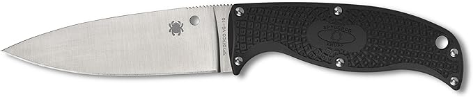 Spyderco Enuff 2 Fixed Blade Knife with VG-10 Leaf Shape Blade and Black FRN Handle - Includes Polymer Sheath