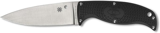 Spyderco Enuff 2 Fixed Blade Knife with VG-10 Leaf Shape Blade and Black FRN Handle - Includes Polymer Sheath