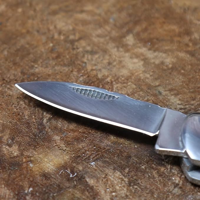 WHISKEY BENT HAT CO. Traditional Canoe Folding Pocket Knife w/Filework 3.63" Closed Length 440C Stainless Steel Blades (Ivy)