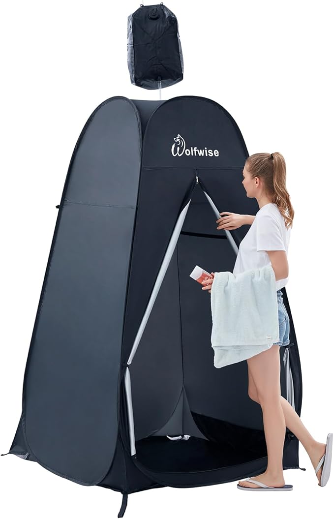 WolfWise 6.6FT Portable Pop Up Shower Privacy Tent Spacious Dressing Changing Room for Toilet Camping Biking Beach