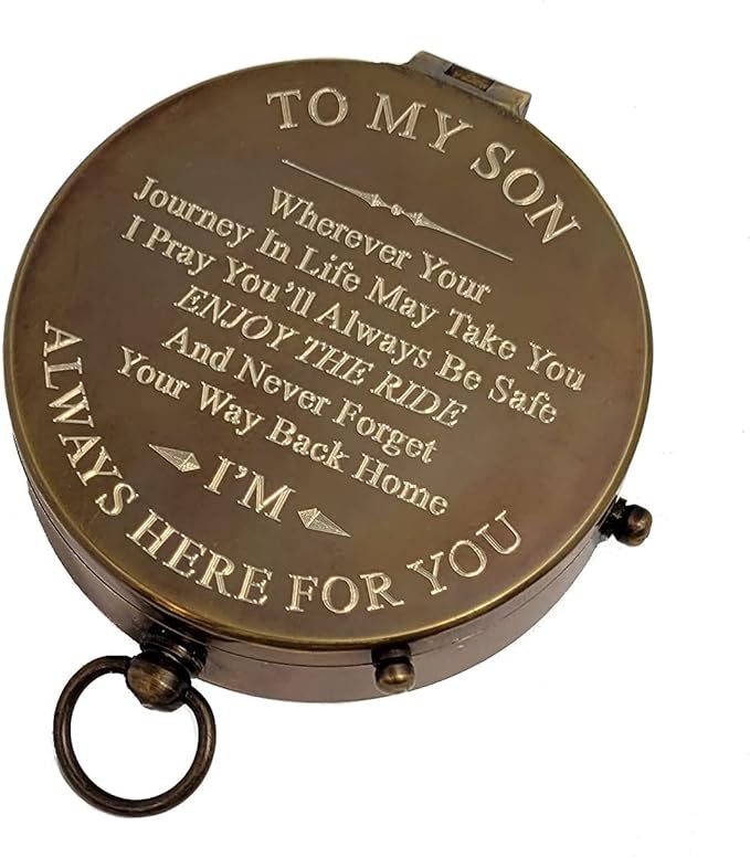 Stanley London Engraved Compass Personalized | Brass Pocket Compass Gifts for Men, Him, Son, Husband, Grandson, Boys | Engravable Antique Gift Compasses for Graduation, Baptism, Confirmation