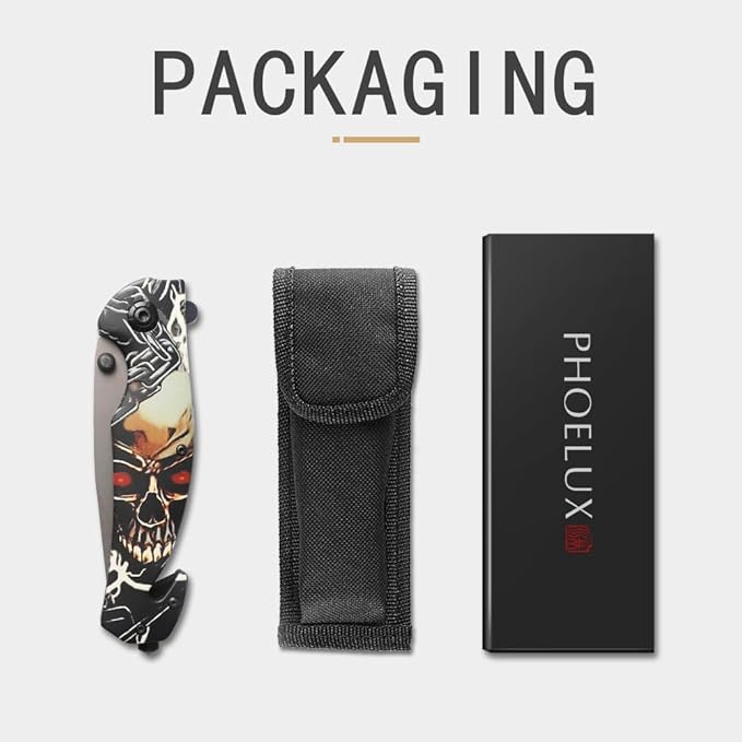 8.43" Pocket Folding Knife with Serrated Blade, Speed Spring Assisted Opening, Glass Breaker, Belt Cutter, Thumb Stud, Liner Lock and Pocket Clip, Good for Survival, Camping, Outdoor, Hunting