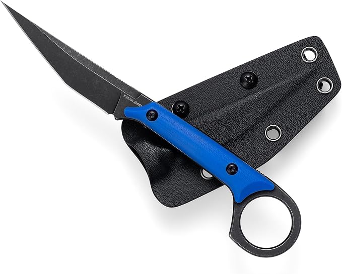 KS527 Fixed Blade Knife, D2 Blade G10 Handle for Men Women, with Kydex Sheath, Utility Knife for EDC Survival Hiking Camping Outdoor Everyday (Blue)