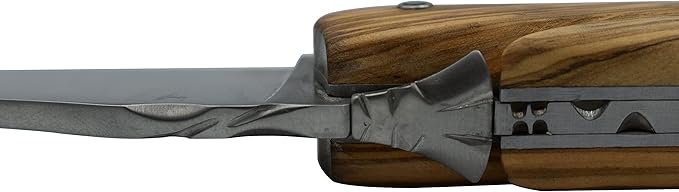 Laguiole en Aubrac ‘The Trapper’ Handmade Luxury Folding Pocket Knife, 5.5-in / 14cm, Olive Wood Handle