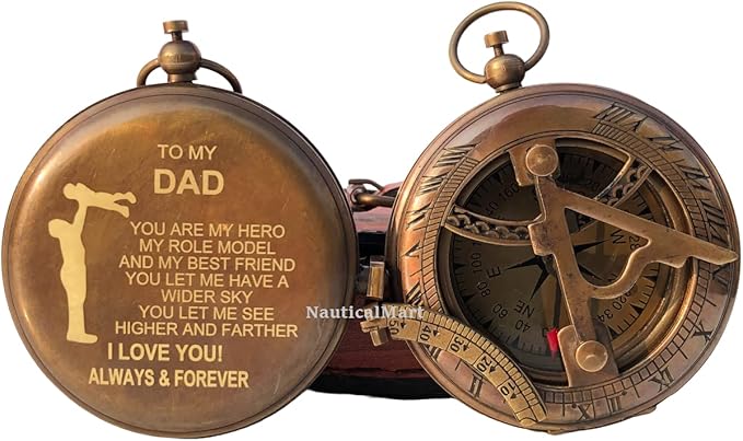 Personalized Compass, to My Dad, Gift from Son to Dad, Daughter to Father Compass, Birthday for Him Customized Working Brass Compass (to My Dad)