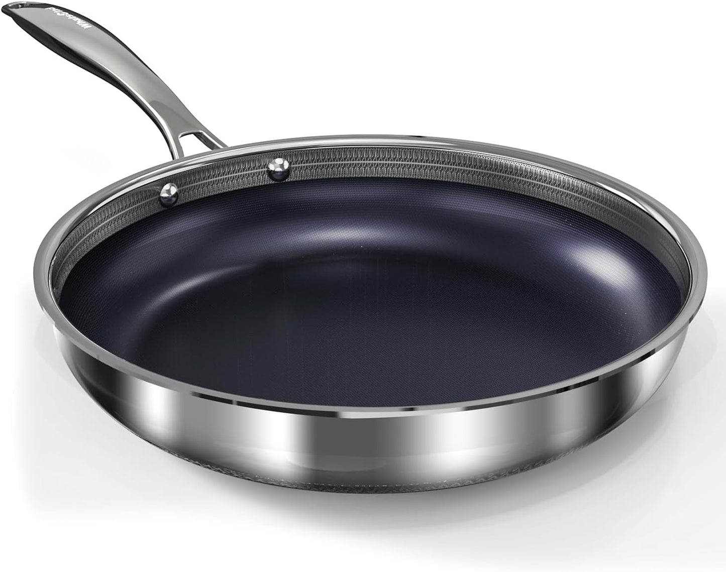 10" Hybrid Ceramic Nonstick Frying Pan, 3-Ply Stainless Steel Skillet, 2-Layer Coating, PFAS & PTFE Free, 9H Hardness & Corrosion Resistance, Dishwasher Safe, Induction Compatible-Dark Blue