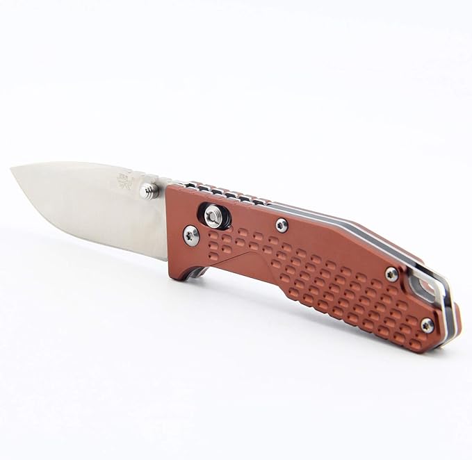 Sanrenmu 7063 Knife Axis Lock 8Cr13MoV Blade Bronze Aluminum Handle Bottle Opener
