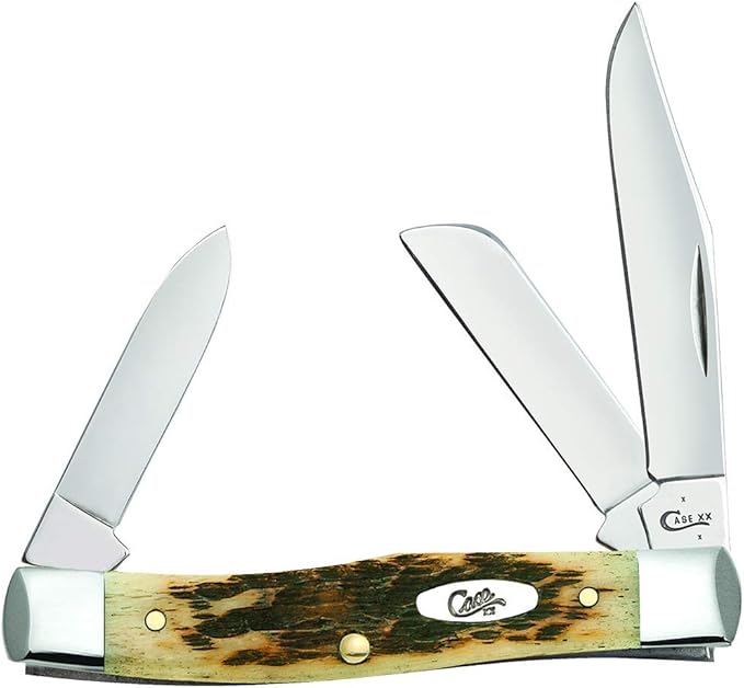 Case Medium Amberbone CV Stockman Pocket Knife, Chrome
