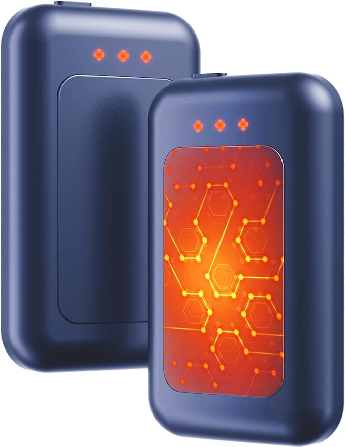 Electric Hand Warmers Rechargeable 2 Pack, 6400mAh Rechargeable Hand Warmer, 16 Hrs Portable Hand Warmer for Outdoor Camping Hunting Golf Accessories, Gifts for Women Men - Blue