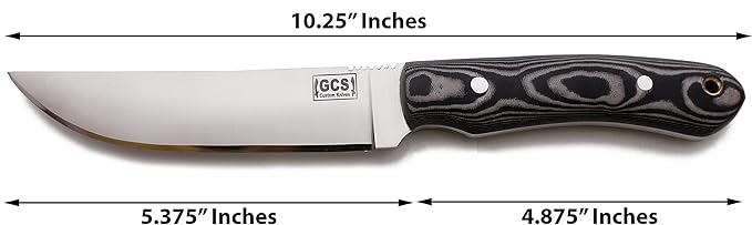 GCS Handmade Micarta Handle D2 Tool Steel Tactical Hunting Knife with leather sheath Full tang blade designed for Hunting & EDC GCS 307